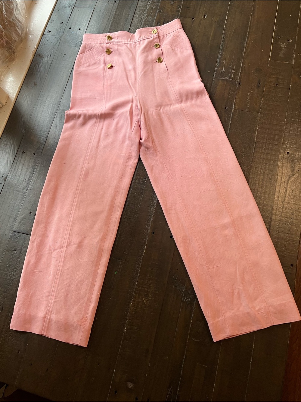 CHANEL Soft Pink Wide-Leg Linen Trousers